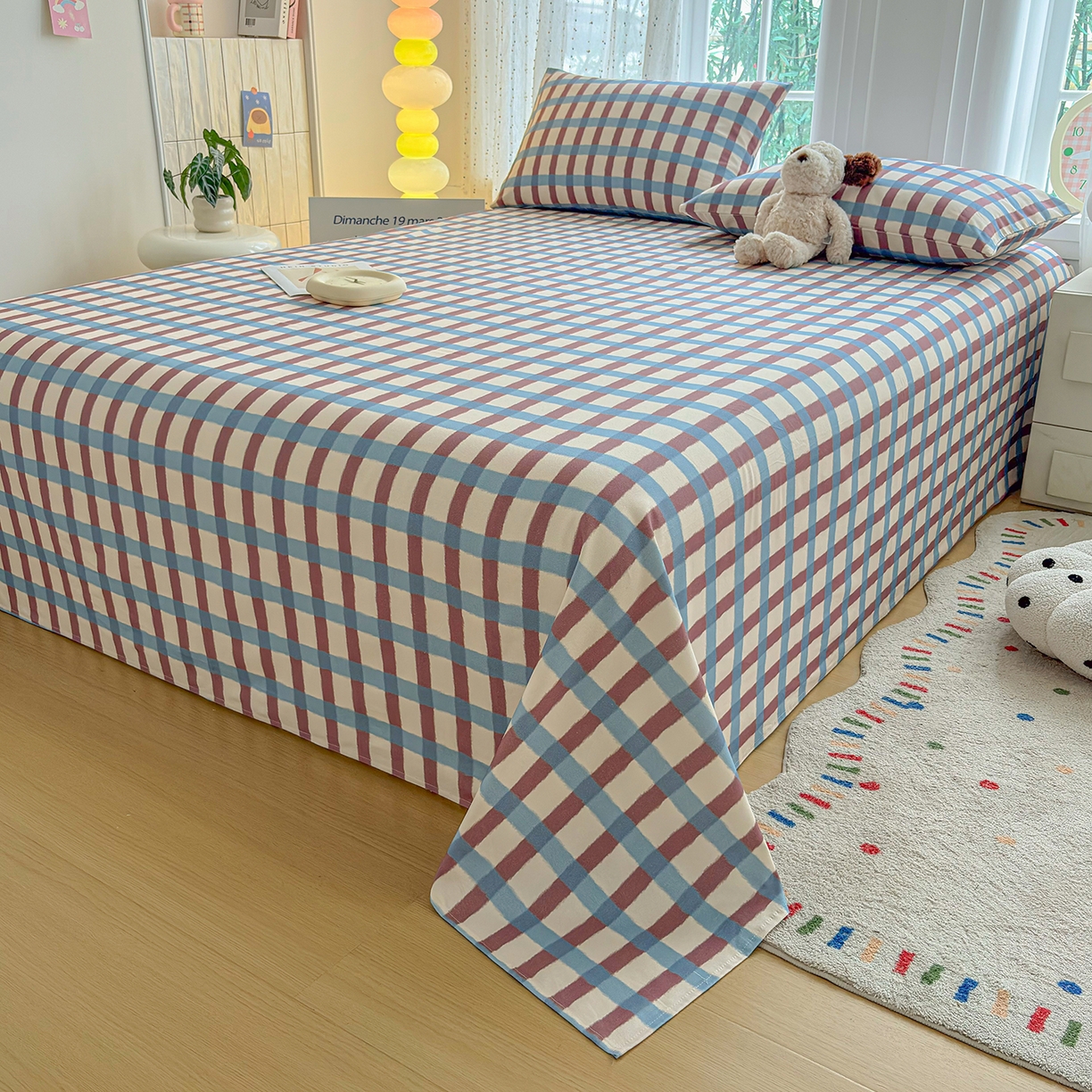 91家纺网 家纺一手货源 找家纺 慕梵家居 2026春夏新款全棉纯棉老粗布单床单 床单单件 格言-咖