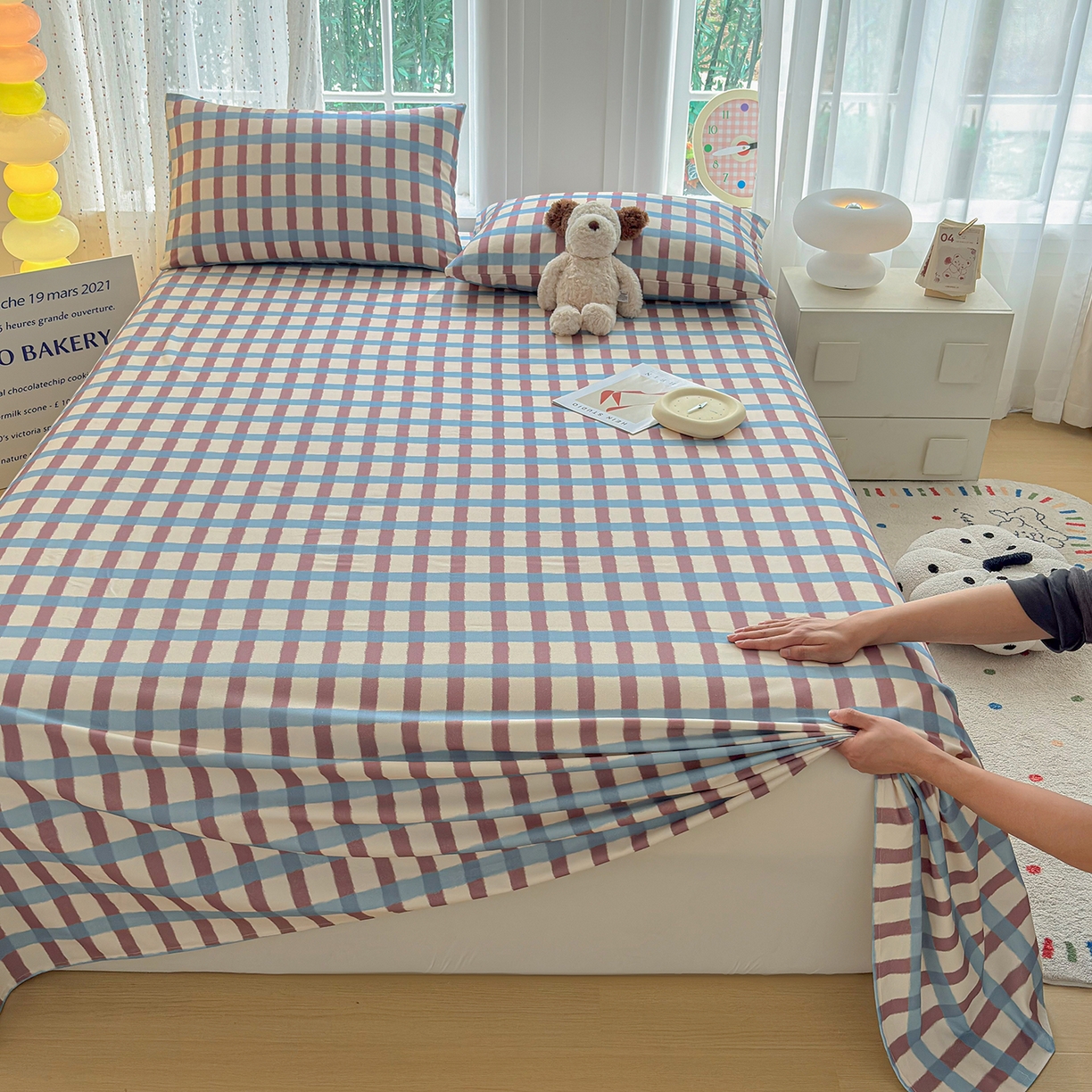 91家纺网 家纺一手货源 找家纺 慕梵家居 2026春夏新款全棉纯棉老粗布单床单 床单单件 格言-咖