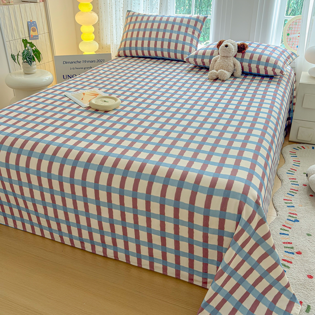 91家纺网 家纺一手货源 找家纺 慕梵家居 2026春夏新款全棉纯棉老粗布单床单 床单单件 格言-咖