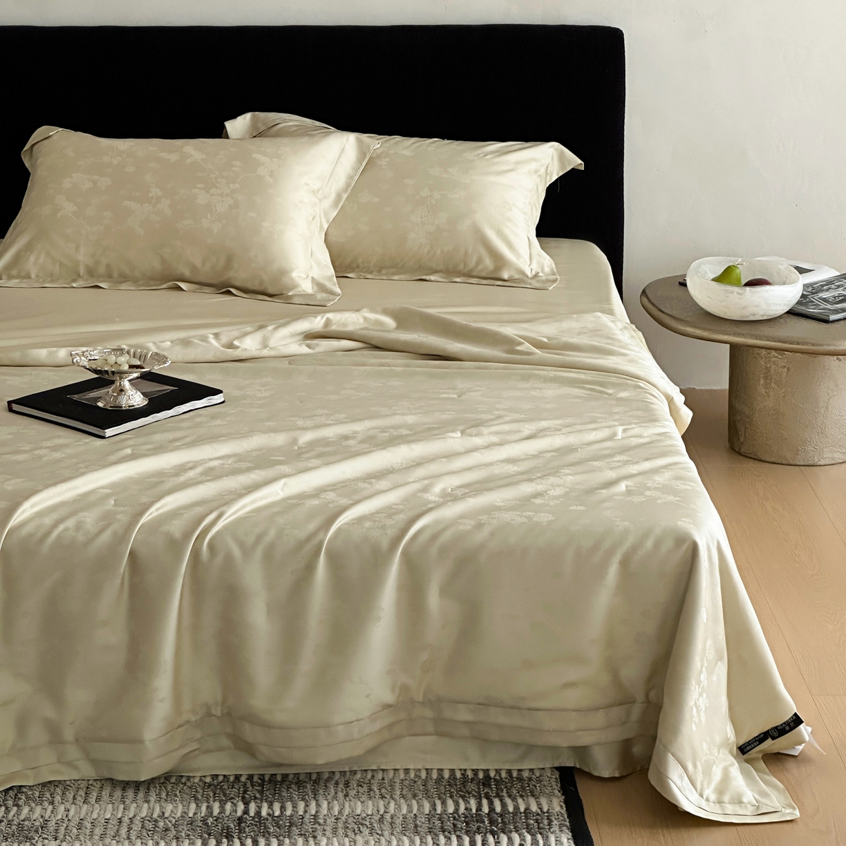 91家纺网 家纺一手货源 找家纺 佳汐蓝家纺 2026新款天丝棉麻提花可水洗有机蚕丝夏被 青提绿