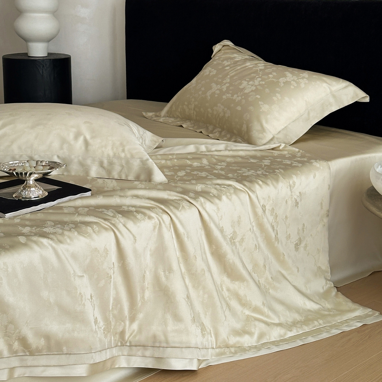 91家纺网 家纺一手货源 找家纺 佳汐蓝家纺 2026新款天丝棉麻提花可水洗有机蚕丝夏被 青提绿