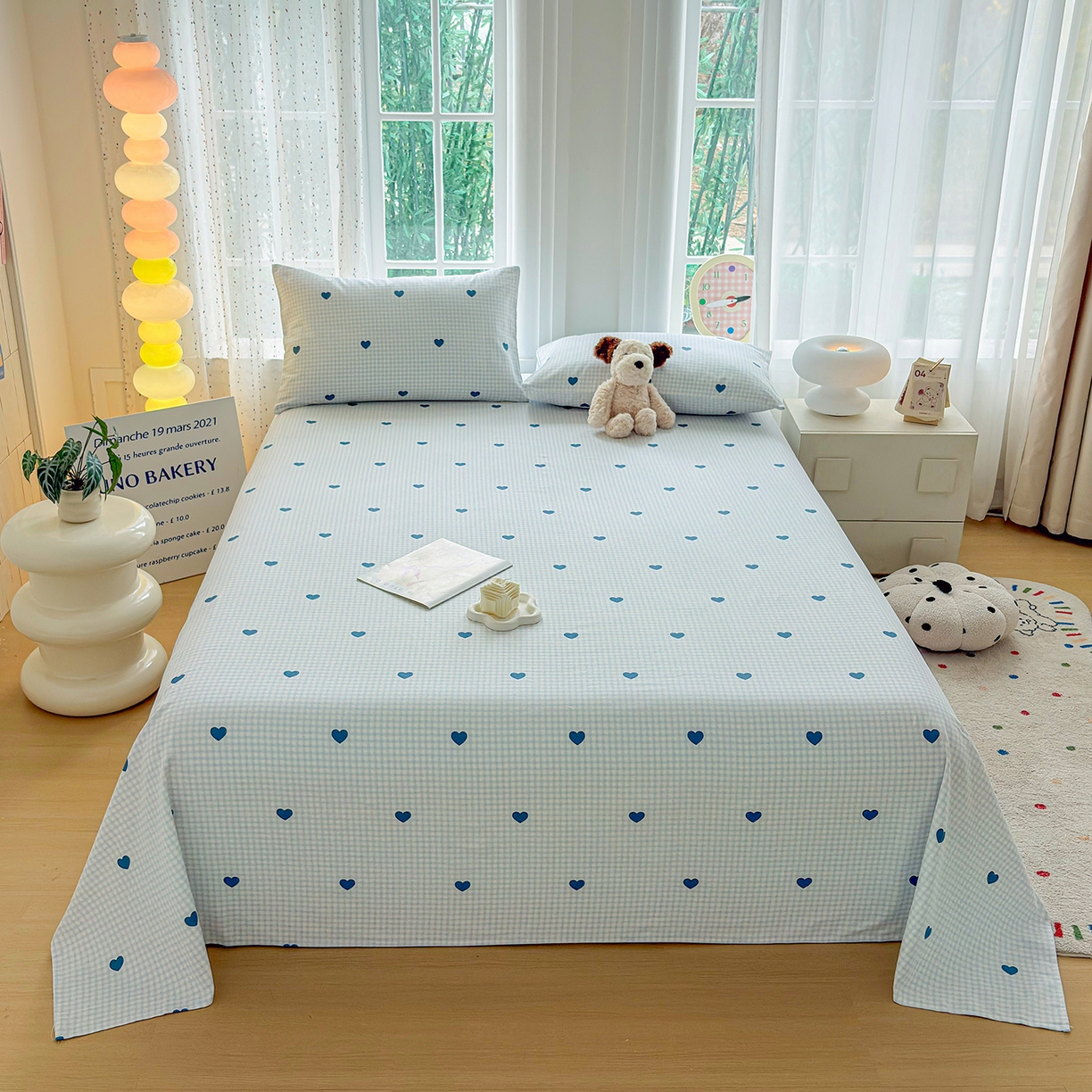 91家纺网 家纺一手货源 找家纺 慕梵家居 2026春夏新款全棉纯棉老粗布单床单 床单单件 兰爱心