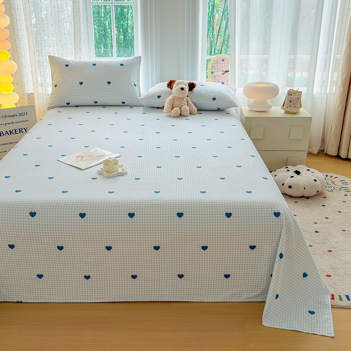 91家纺网 家纺一手货源 找家纺 慕梵家居 2026春夏新款全棉纯棉老粗布单床单 床单单件 兰爱心