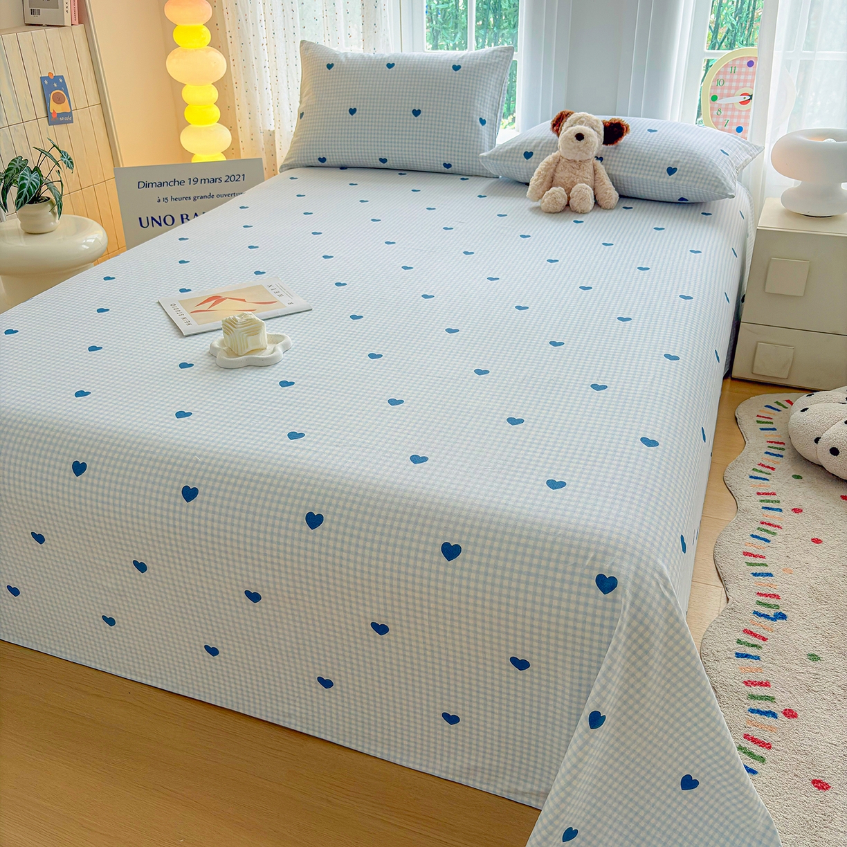 91家纺网 家纺一手货源 找家纺 慕梵家居 2026春夏新款全棉纯棉老粗布单床单 床单单件 兰爱心