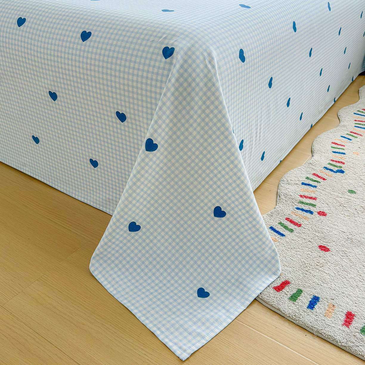 91家纺网 家纺一手货源 找家纺 慕梵家居 2026春夏新款全棉纯棉老粗布单床单 床单单件 兰爱心