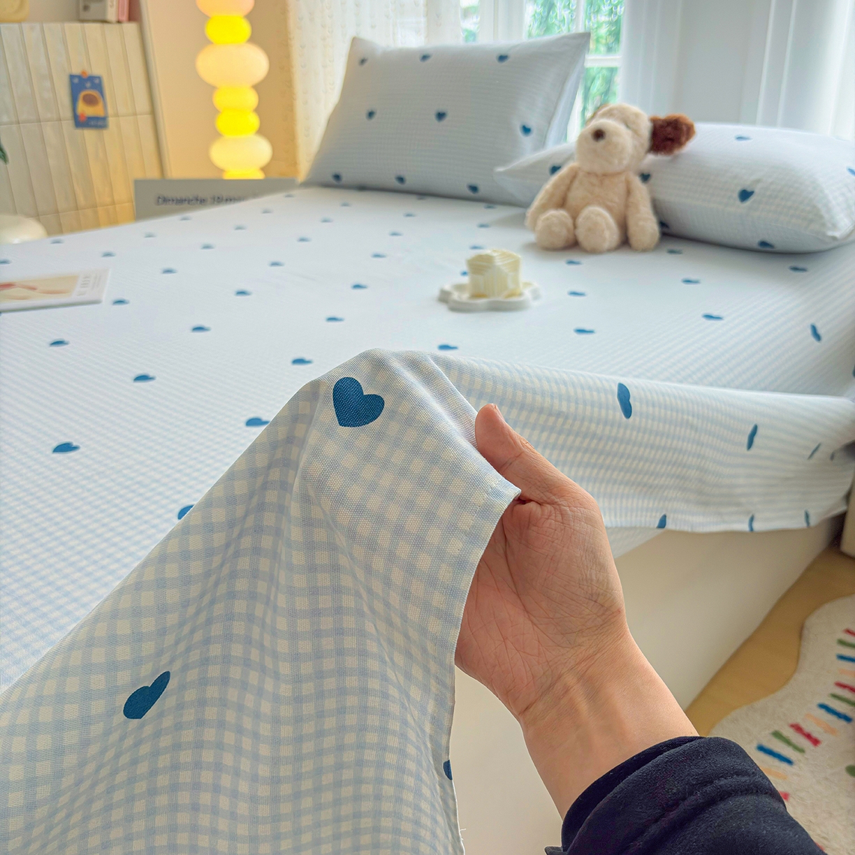 91家纺网 家纺一手货源 找家纺 慕梵家居 2026春夏新款全棉纯棉老粗布单床单 床单单件 兰爱心