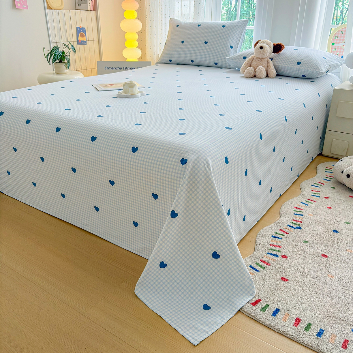 91家纺网 家纺一手货源 找家纺 慕梵家居 2026春夏新款全棉纯棉老粗布单床单 床单单件 兰爱心