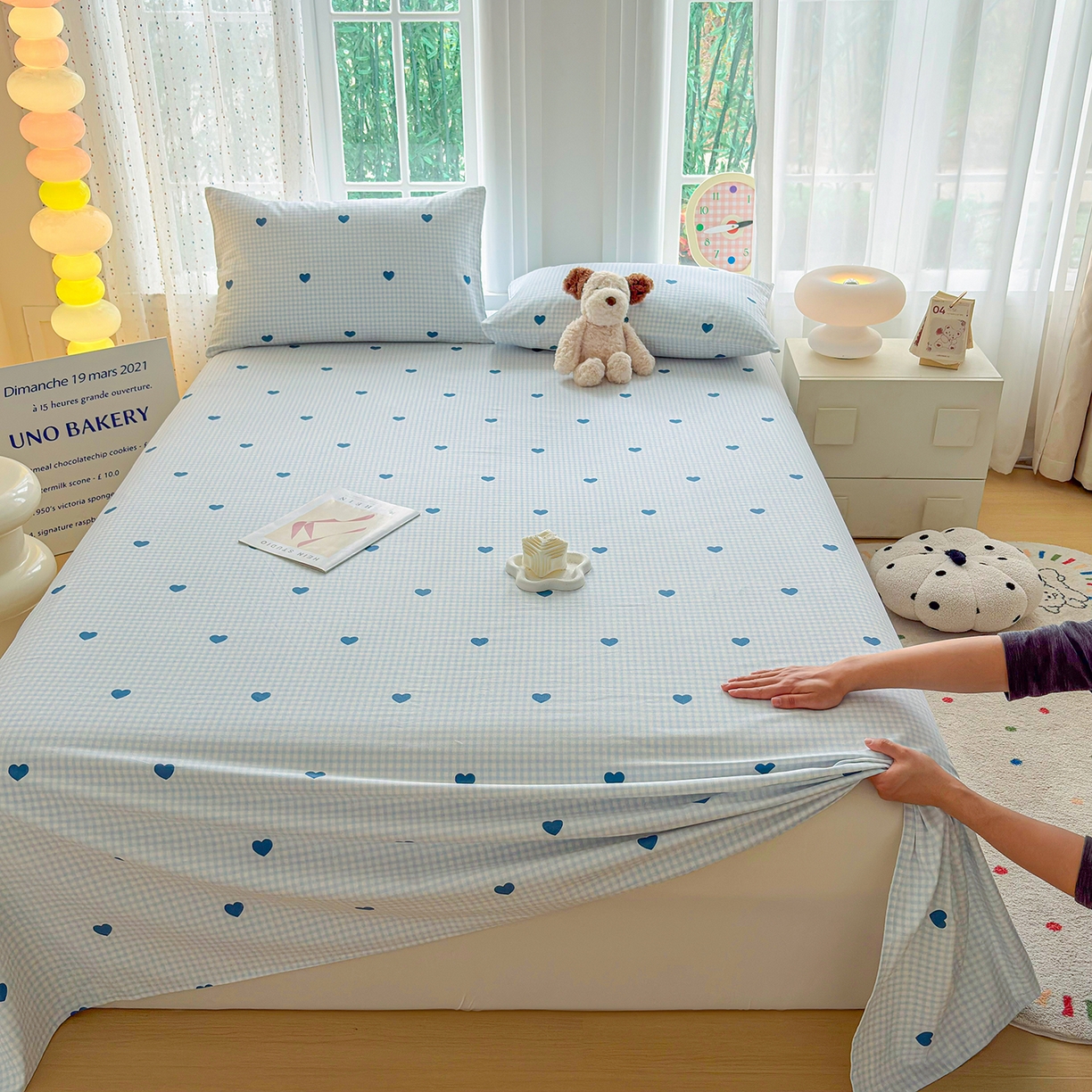 91家纺网 家纺一手货源 找家纺 慕梵家居 2026春夏新款全棉纯棉老粗布单床单 床单单件 兰爱心