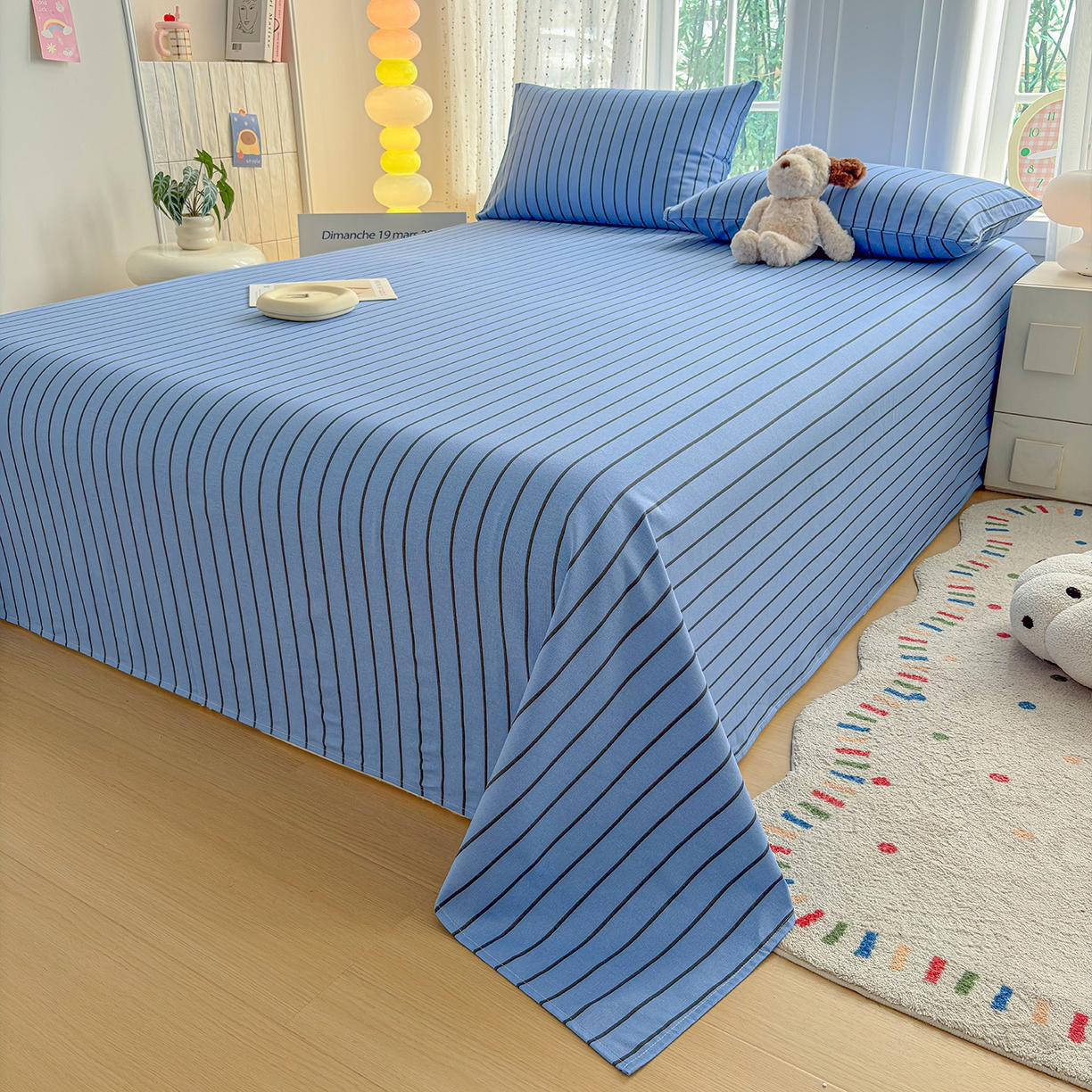 91家纺网 家纺一手货源 找家纺 慕梵家居 2026春夏新款全棉纯棉老粗布单床单 床单单件 兰线条