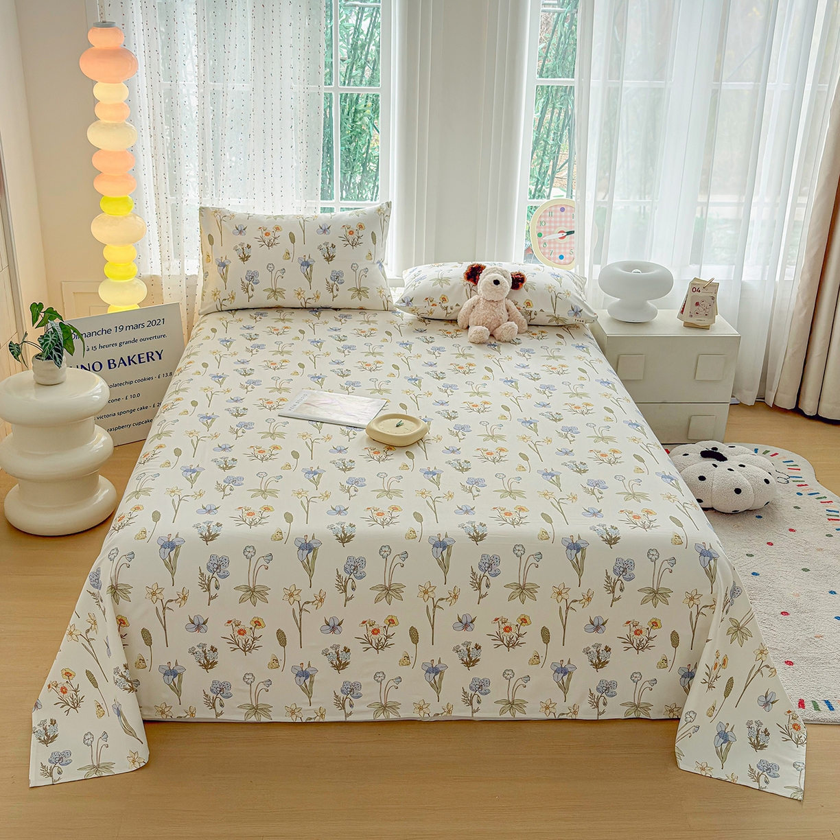 91家纺网 家纺一手货源 找家纺 慕梵家居 2026春夏新款全棉纯棉老粗布单床单 床单单件 小雏菊