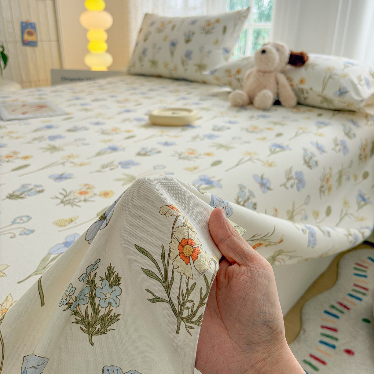 91家纺网 家纺一手货源 找家纺 慕梵家居 2026春夏新款全棉纯棉老粗布单床单 床单单件 小雏菊