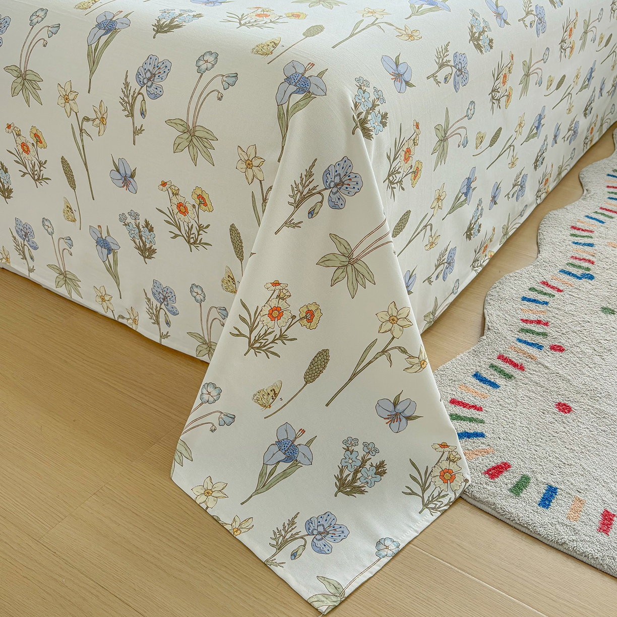 91家纺网 家纺一手货源 找家纺 慕梵家居 2026春夏新款全棉纯棉老粗布单床单 床单单件 小雏菊