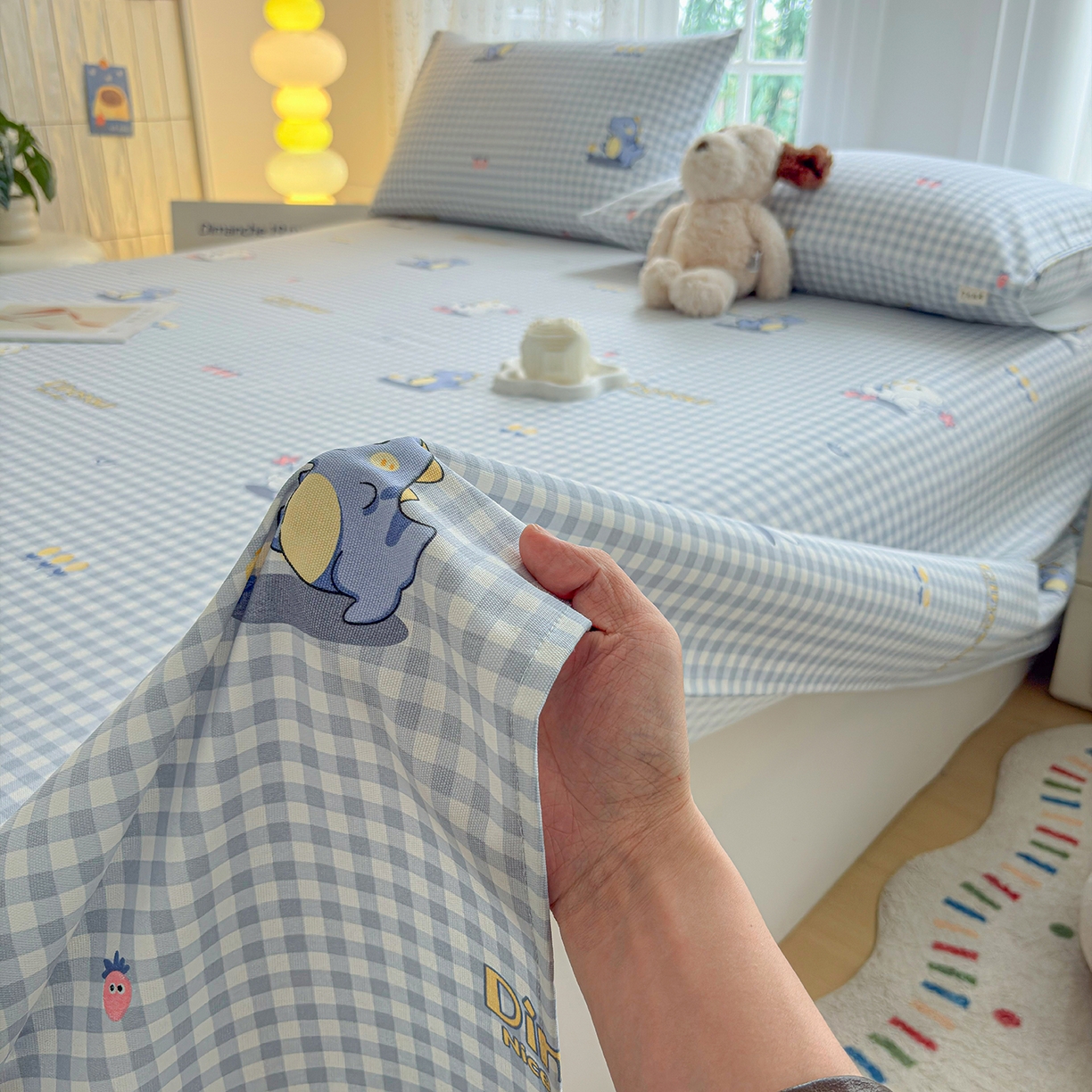 91家纺网 家纺一手货源 找家纺 慕梵家居 2026春夏新款全棉纯棉老粗布单床单 床单单件 小恐龙