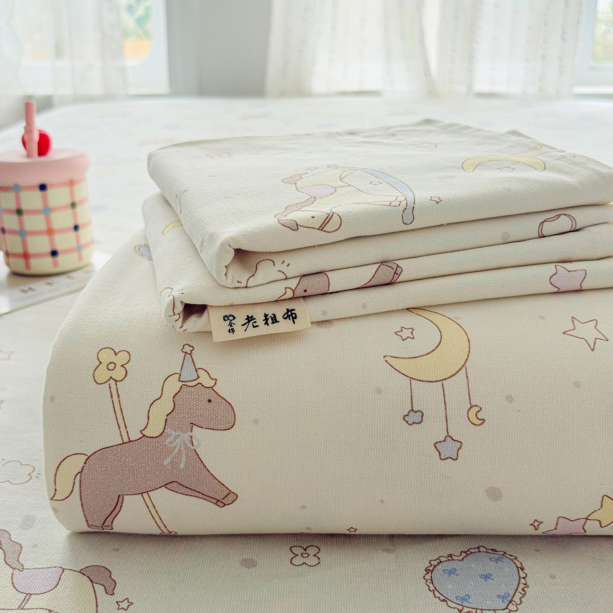 91家纺网 家纺一手货源 找家纺 慕梵家居 2026春夏新款全棉纯棉老粗布单床单 床单单件 小木马