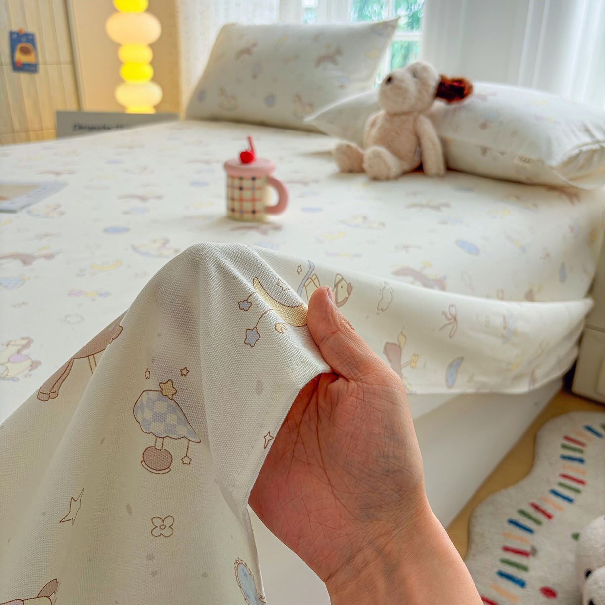 91家纺网 家纺一手货源 找家纺 慕梵家居 2026春夏新款全棉纯棉老粗布单床单 床单单件 小木马