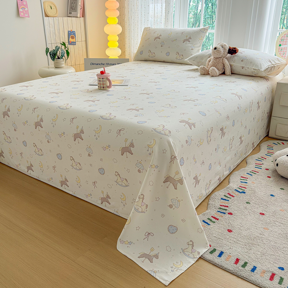 91家纺网 家纺一手货源 找家纺 慕梵家居 2026春夏新款全棉纯棉老粗布单床单 床单单件 小木马