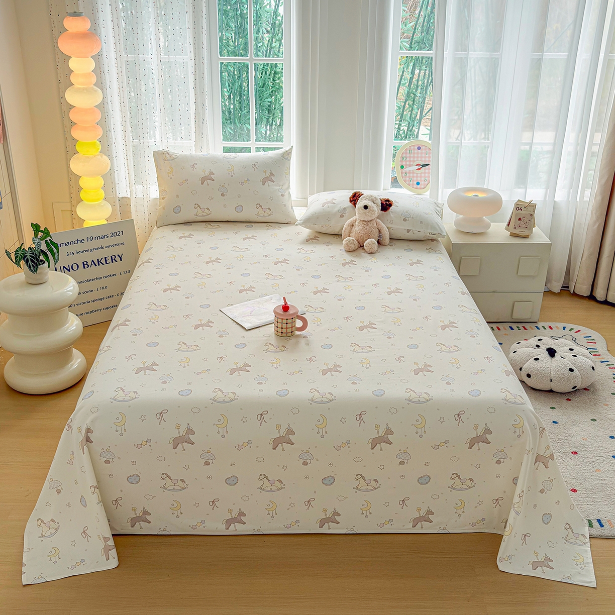 91家纺网 家纺一手货源 找家纺 慕梵家居 2026春夏新款全棉纯棉老粗布单床单 床单单件 小木马