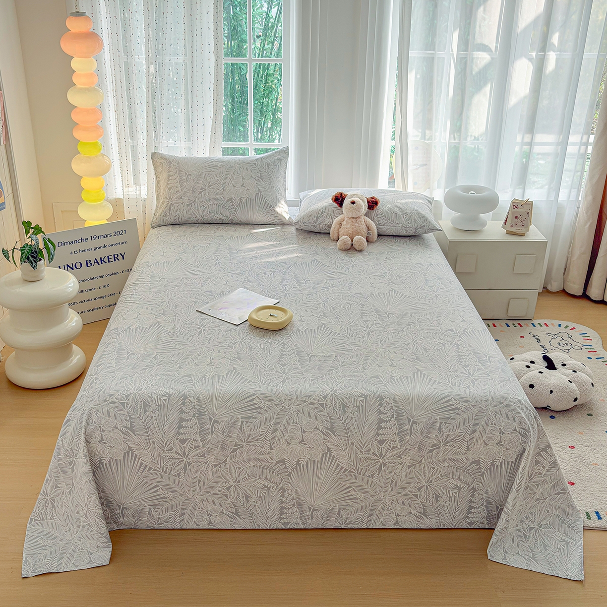 91家纺网 家纺一手货源 找家纺 慕梵家居 2026春夏新款全棉纯棉老粗布单床单 床单单件 枝繁叶茂