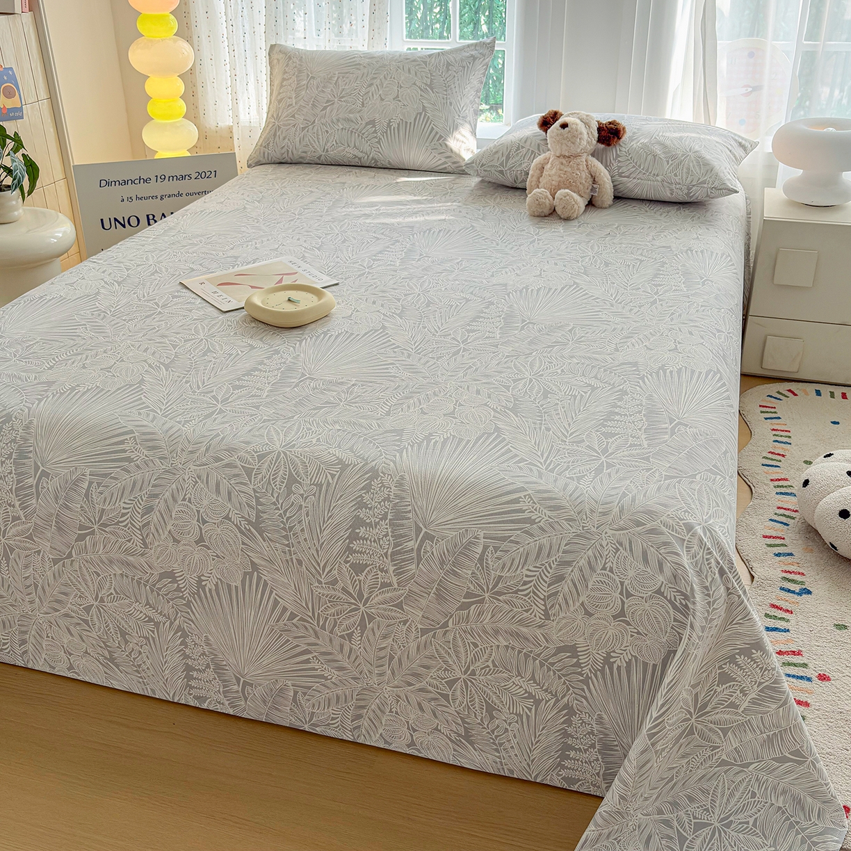 91家纺网 家纺一手货源 找家纺 慕梵家居 2026春夏新款全棉纯棉老粗布单床单 床单单件 枝繁叶茂