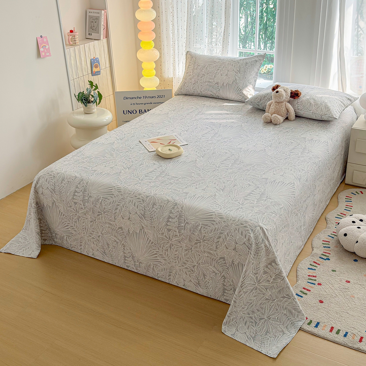 91家纺网 家纺一手货源 找家纺 慕梵家居 2026春夏新款全棉纯棉老粗布单床单 床单单件 枝繁叶茂