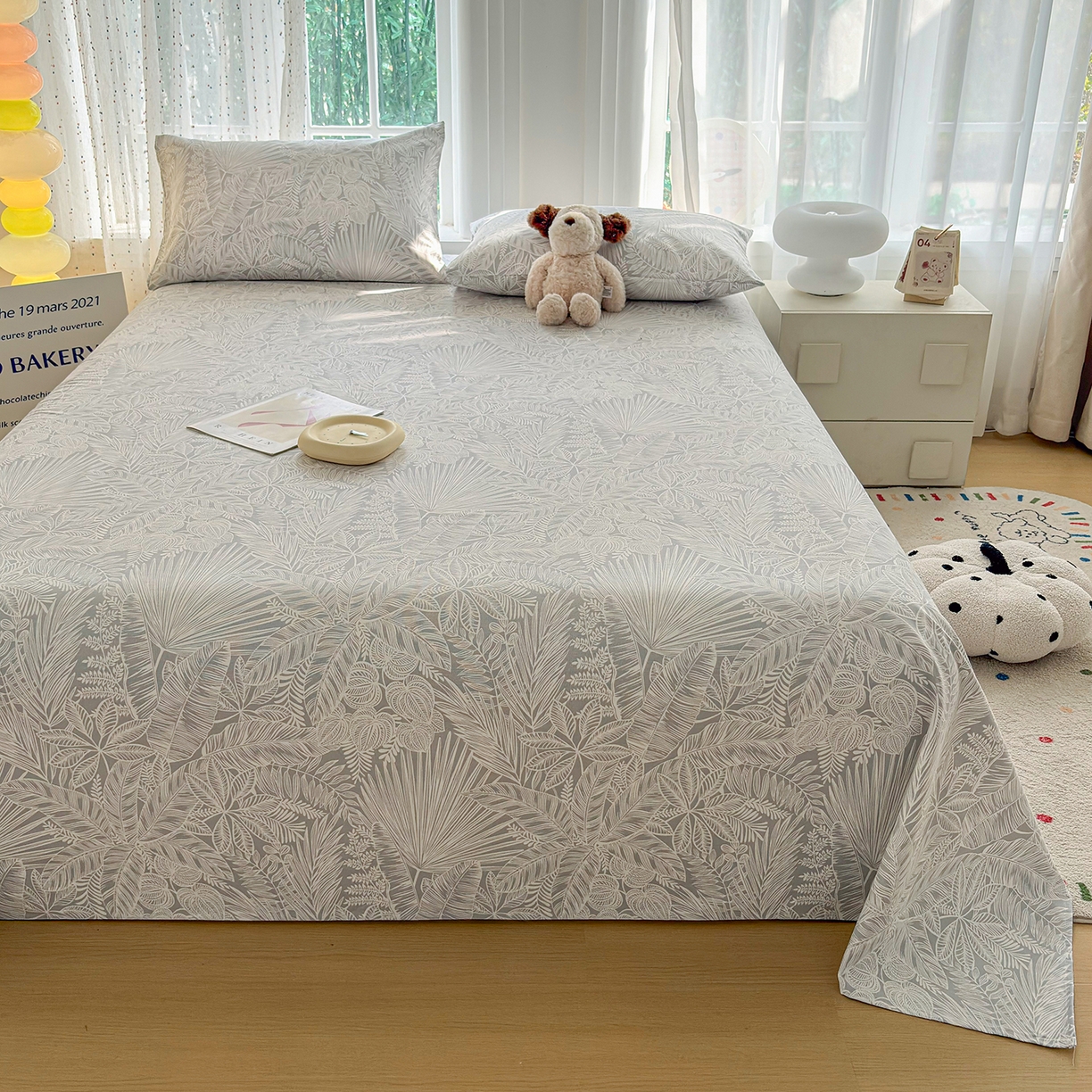 91家纺网 家纺一手货源 找家纺 慕梵家居 2026春夏新款全棉纯棉老粗布单床单 床单单件 枝繁叶茂