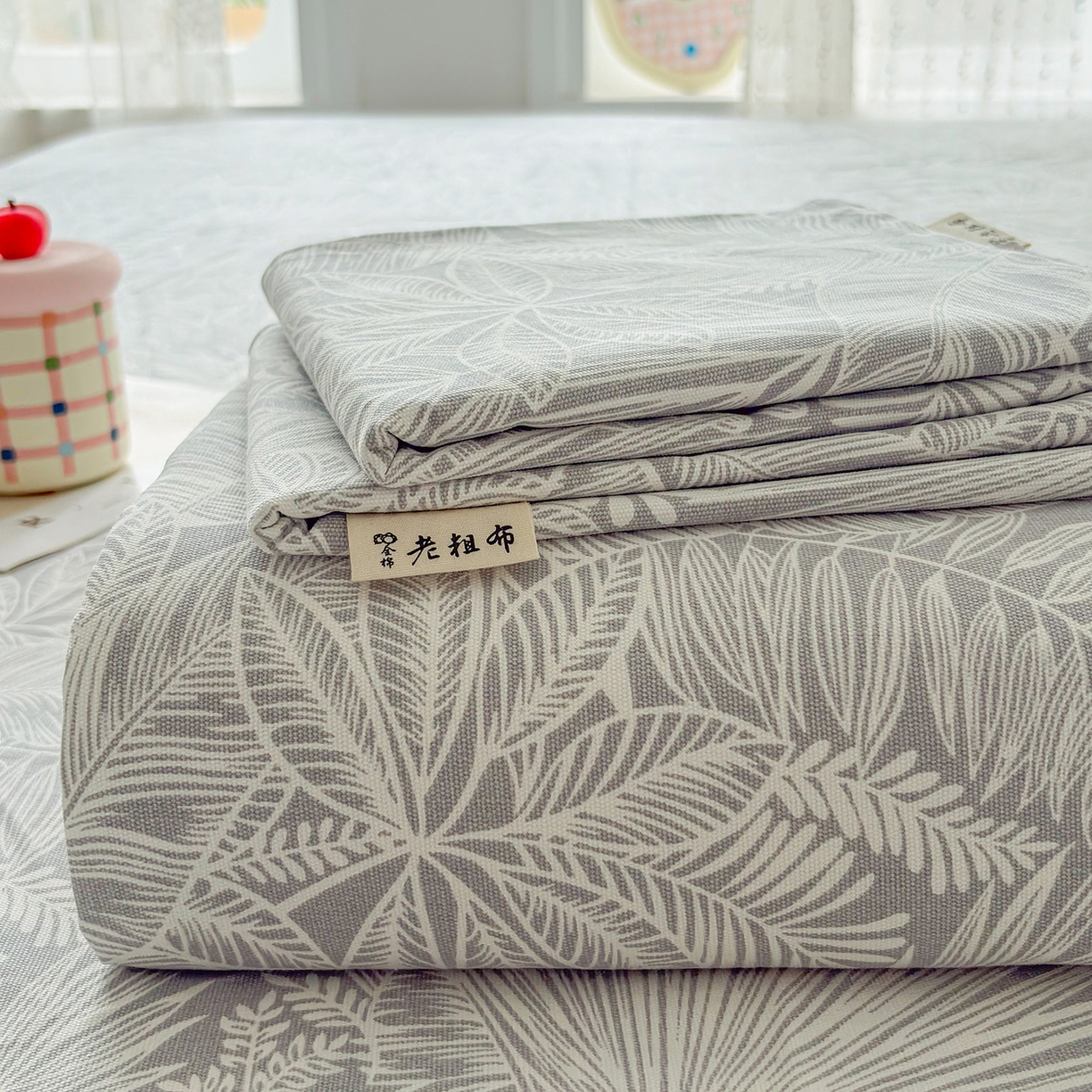 91家纺网 家纺一手货源 找家纺 慕梵家居 2026春夏新款全棉纯棉老粗布单床单 床单单件 枝繁叶茂