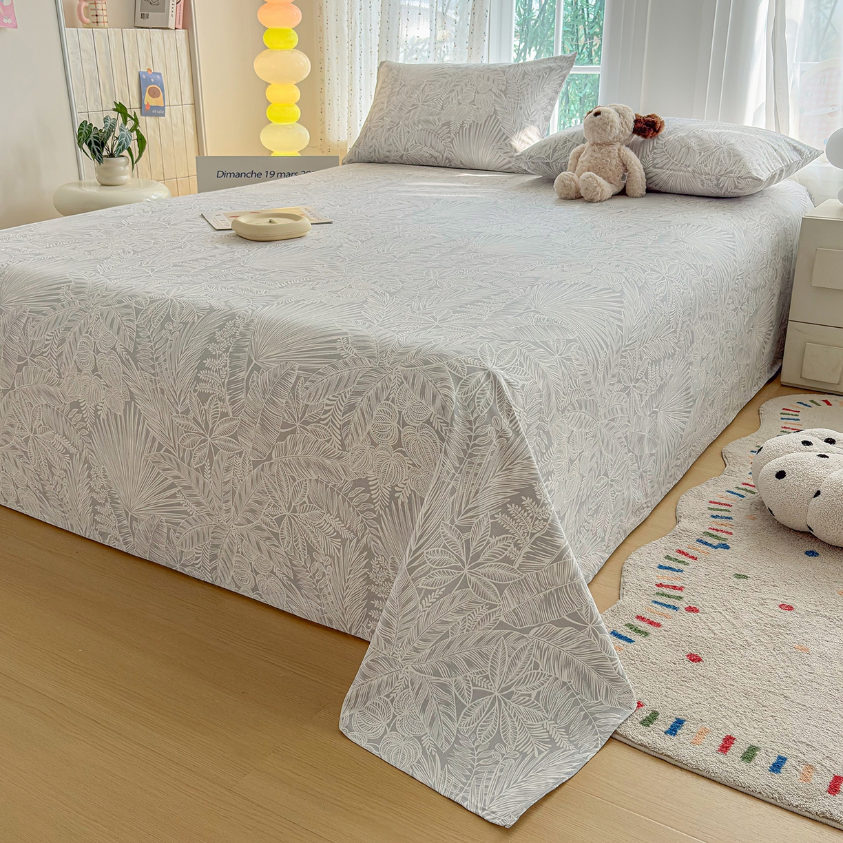 91家纺网 家纺一手货源 找家纺 慕梵家居 2026春夏新款全棉纯棉老粗布单床单 床单单件 枝繁叶茂