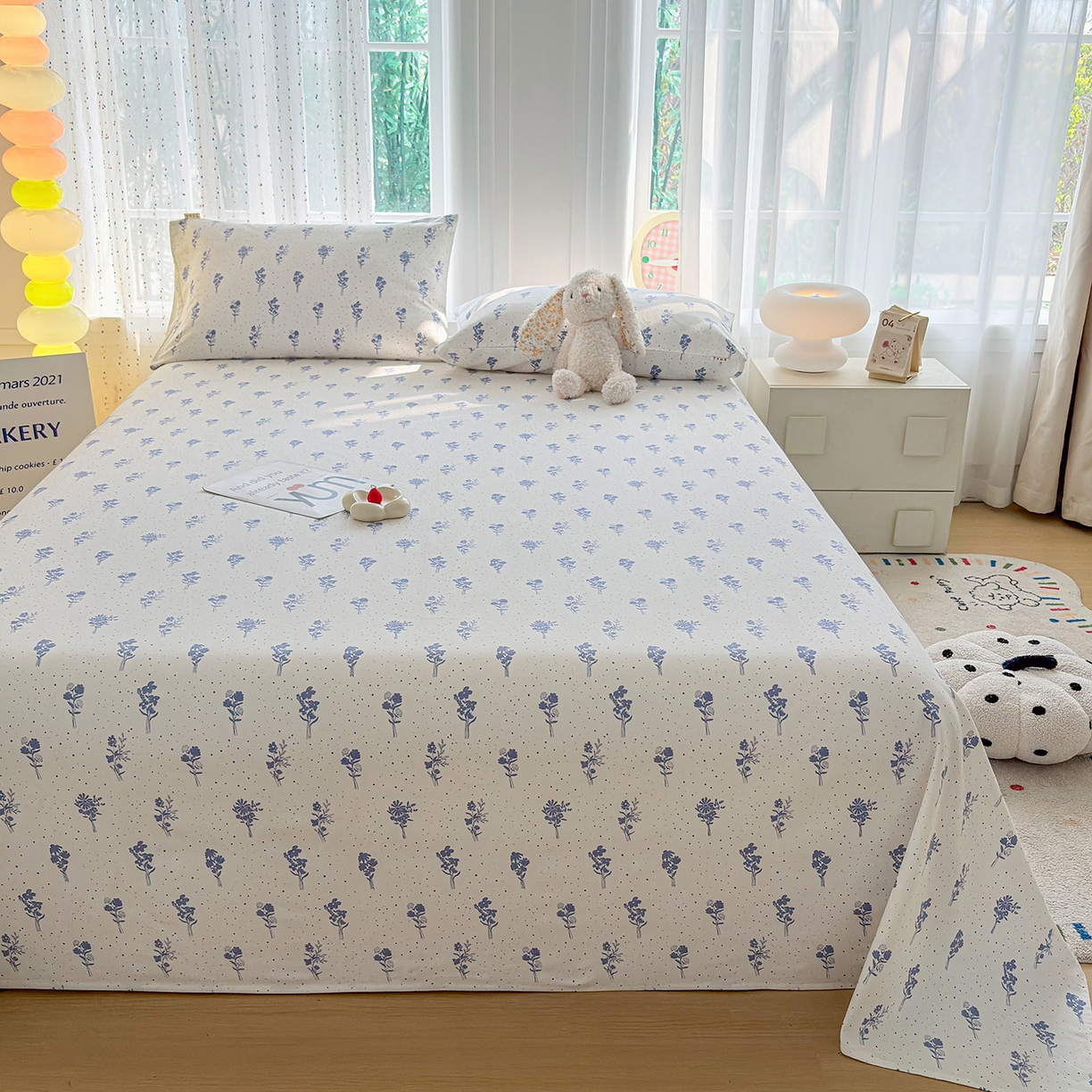 91家纺网 家纺一手货源 找家纺 慕梵家居 2026春夏新款全棉纯棉老粗布单床单 床单单件 枝叶