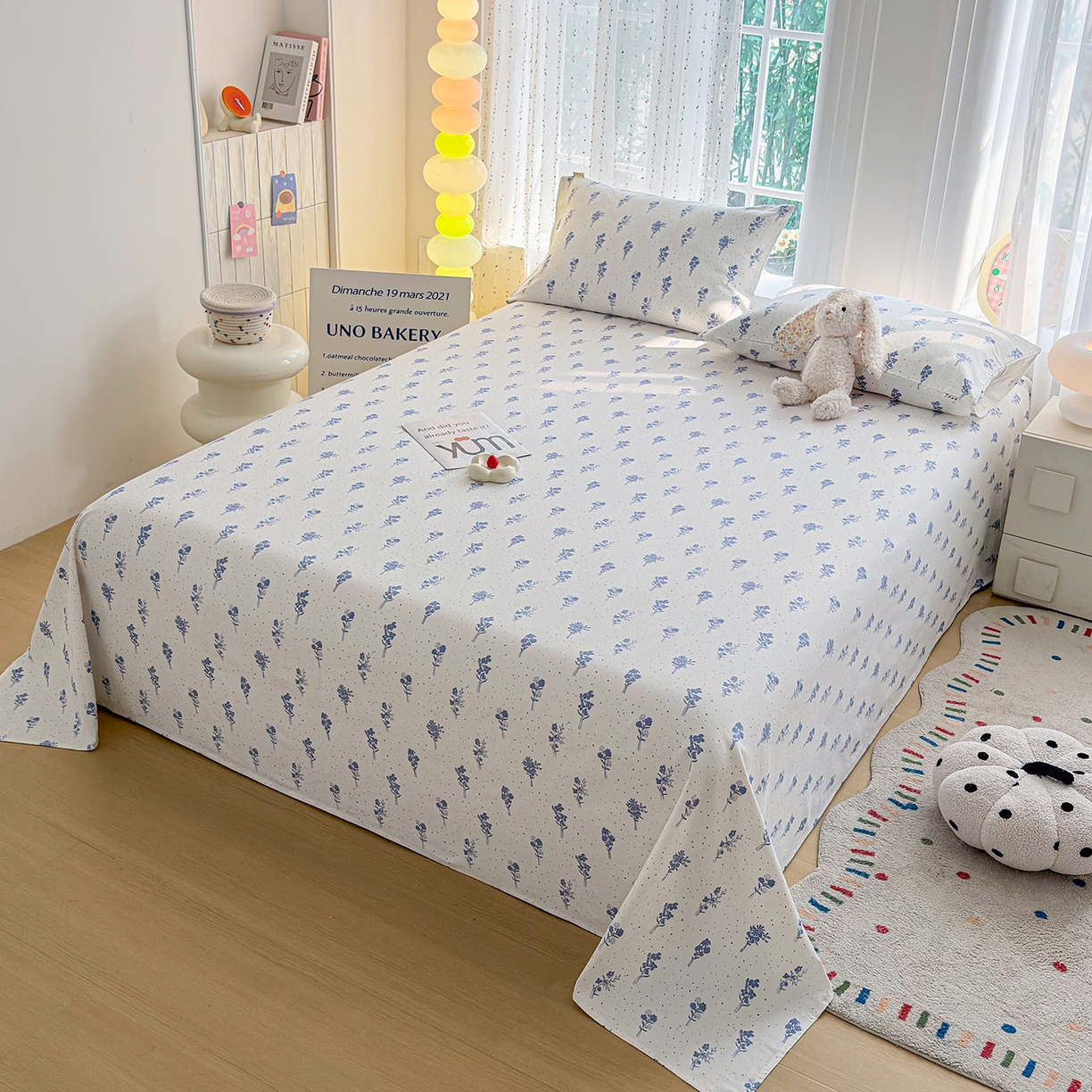 91家纺网 家纺一手货源 找家纺 慕梵家居 2026春夏新款全棉纯棉老粗布单床单 床单单件 枝叶