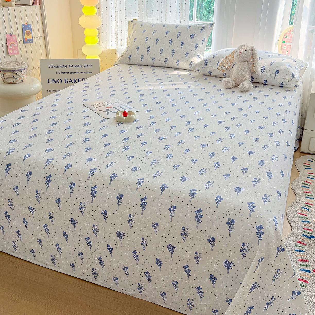 91家纺网 家纺一手货源 找家纺 慕梵家居 2026春夏新款全棉纯棉老粗布单床单 床单单件 枝叶