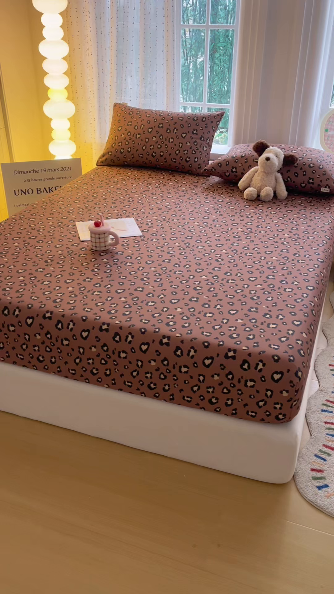 91家纺网 家纺一手货源 找家纺 慕梵家居 2026春夏新款全棉纯棉老粗布单床笠 床笠单件 豹纹-咖