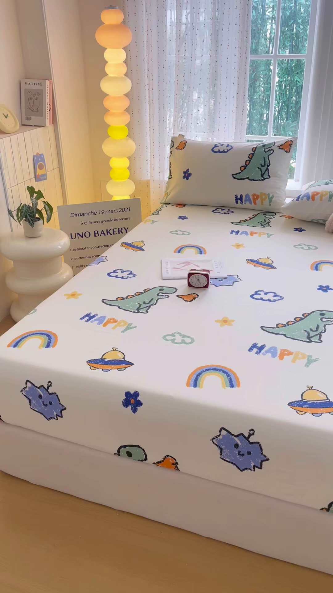 91家纺网 家纺一手货源 找家纺 慕梵家居 2026春夏新款全棉纯棉老粗布单床笠 床笠单件 彩虹飞船