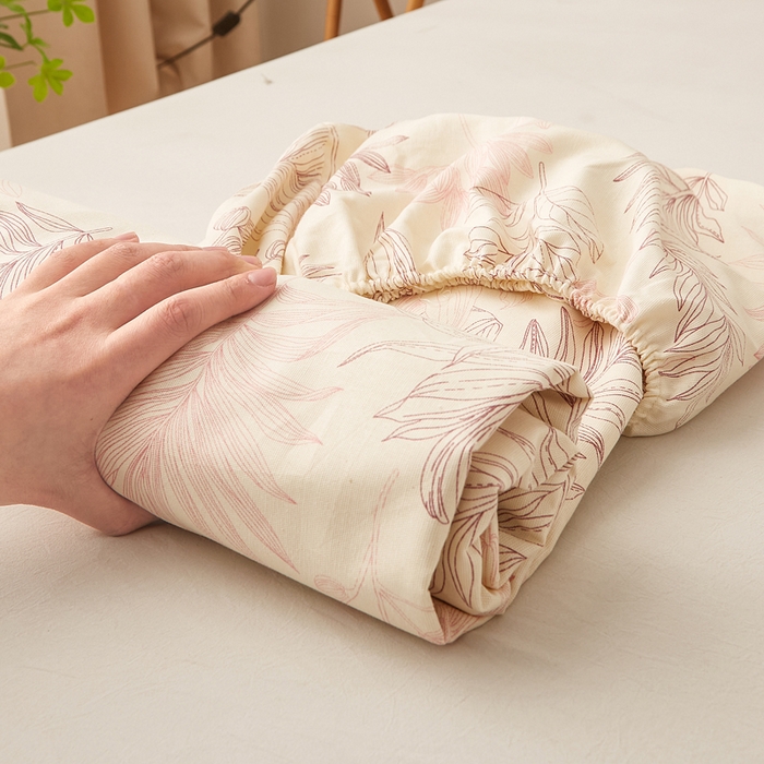 91家纺网 家纺一手货源 找家纺 慕梵家居 2026春夏新款全棉纯棉老粗布单床笠 床笠单件 繁花粉