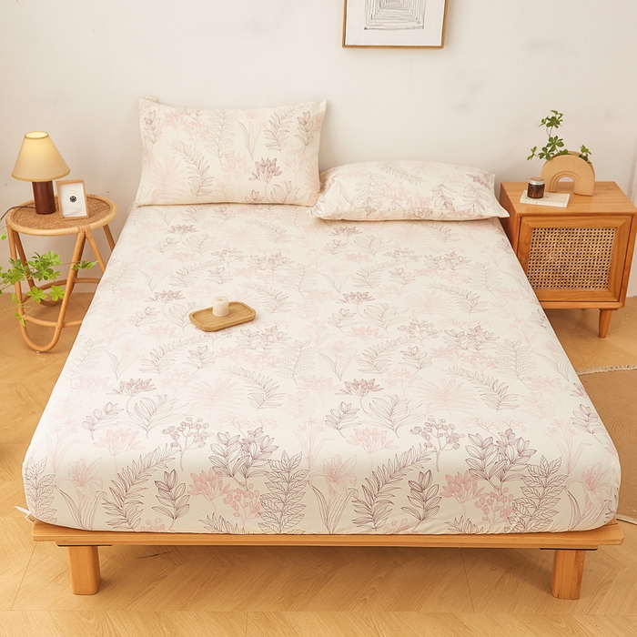 91家纺网 家纺一手货源 找家纺 慕梵家居 2026春夏新款全棉纯棉老粗布单床笠 床笠单件 繁花粉