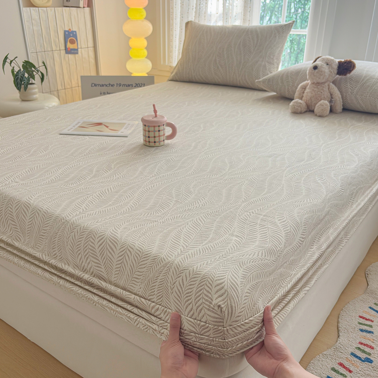 91家纺网 家纺一手货源 找家纺 慕梵家居 2026春夏新款全棉纯棉老粗布单床笠 床笠单件 格调