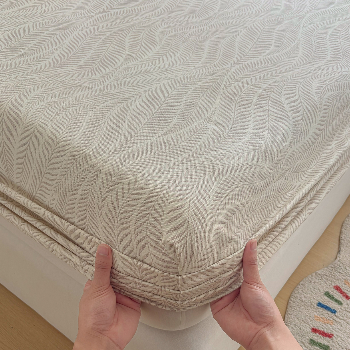 91家纺网 家纺一手货源 找家纺 慕梵家居 2026春夏新款全棉纯棉老粗布单床笠 床笠单件 格调