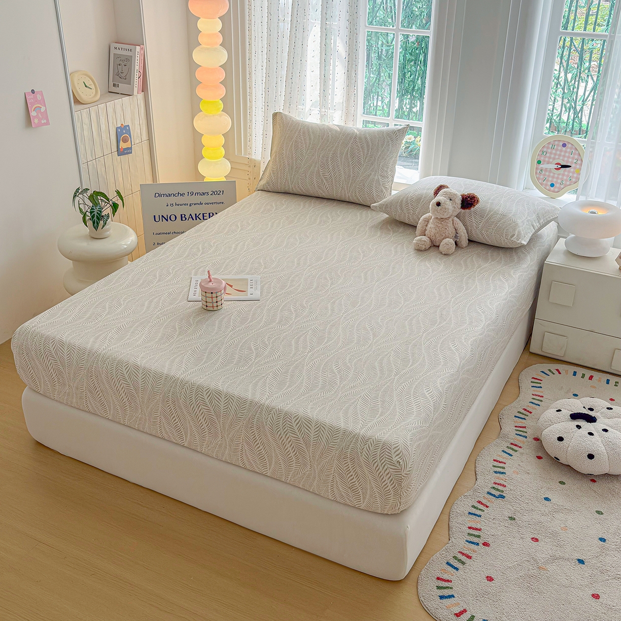 91家纺网 家纺一手货源 找家纺 慕梵家居 2026春夏新款全棉纯棉老粗布单床笠 床笠单件 格调