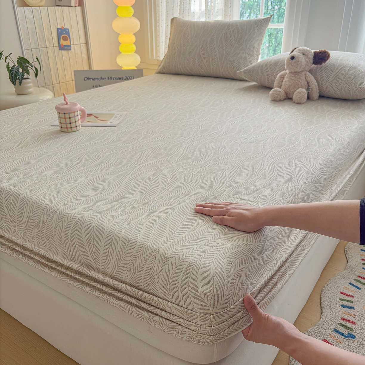 91家纺网 家纺一手货源 找家纺 慕梵家居 2026春夏新款全棉纯棉老粗布单床笠 床笠单件 格调