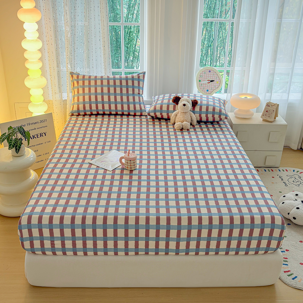 91家纺网 家纺一手货源 找家纺 慕梵家居 2026春夏新款全棉纯棉老粗布单床笠 床笠单件 格言-咖