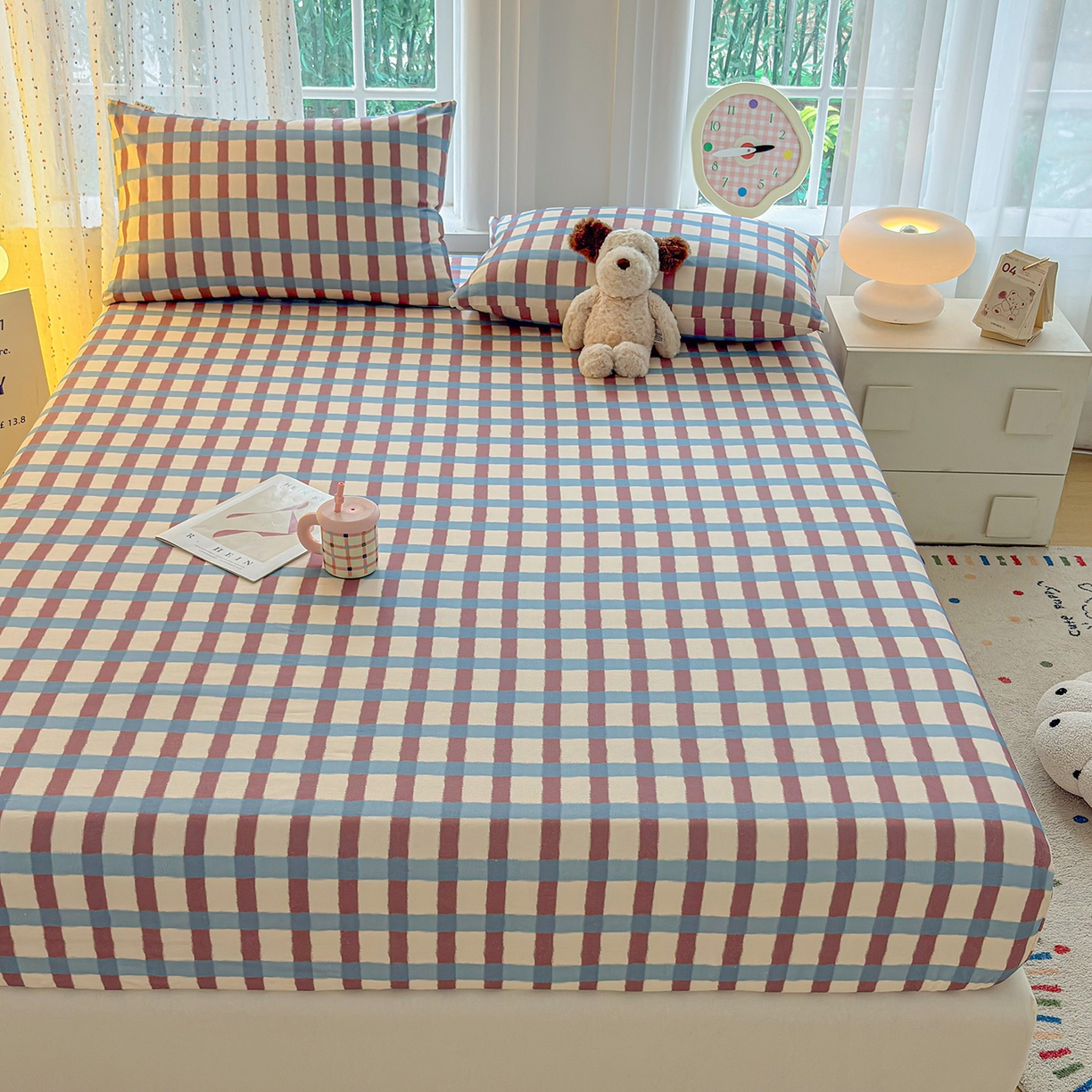 91家纺网 家纺一手货源 找家纺 慕梵家居 2026春夏新款全棉纯棉老粗布单床笠 床笠单件 格言-咖