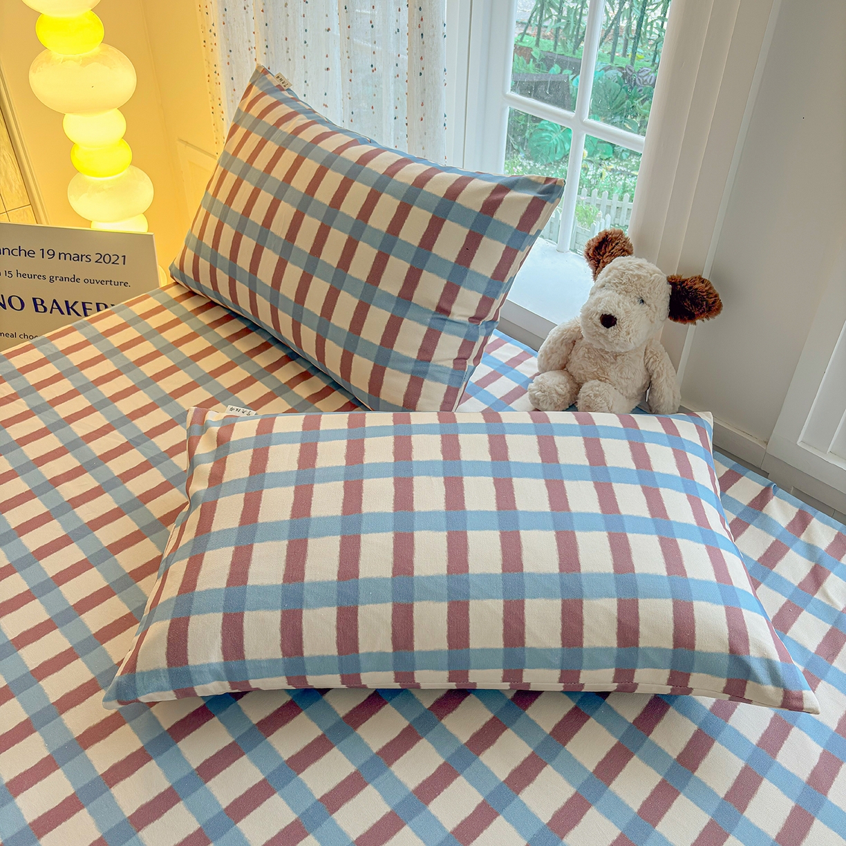 91家纺网 家纺一手货源 找家纺 慕梵家居 2026春夏新款全棉纯棉老粗布单床笠 床笠单件 格言-咖