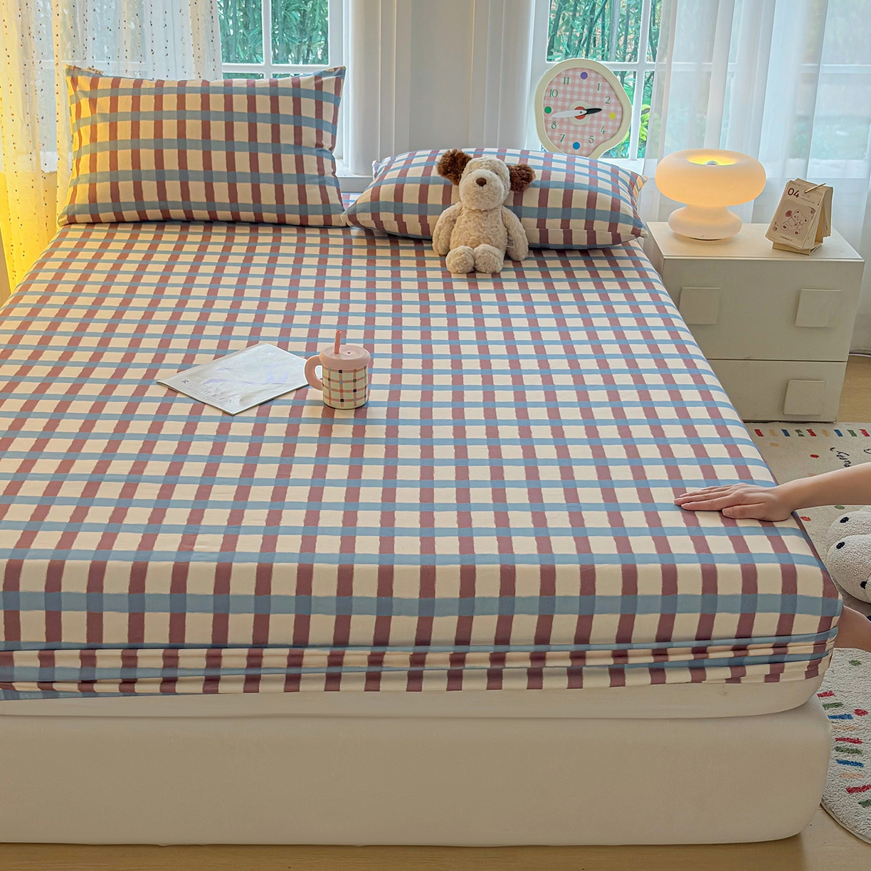 91家纺网 家纺一手货源 找家纺 慕梵家居 2026春夏新款全棉纯棉老粗布单床笠 床笠单件 格言-咖