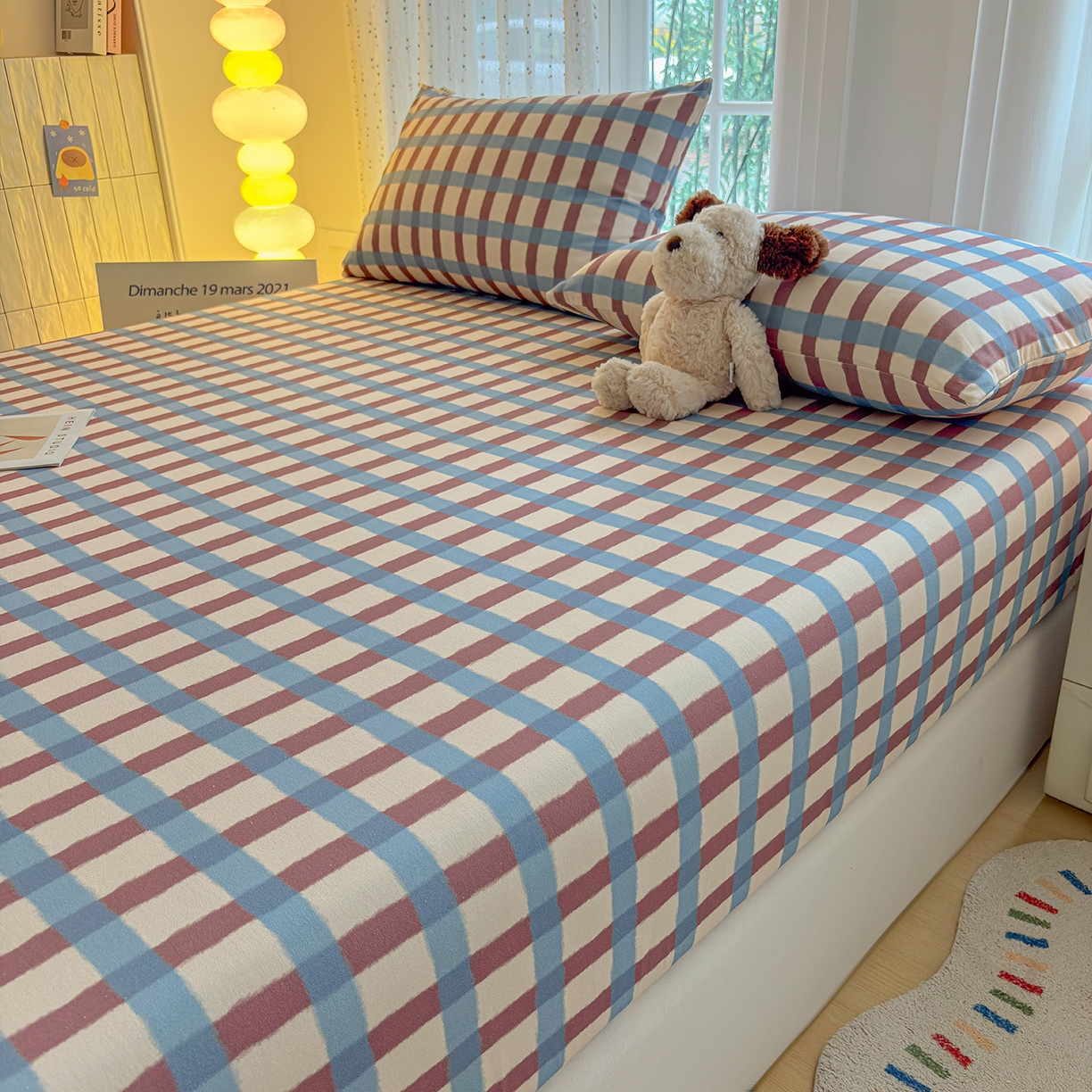 91家纺网 家纺一手货源 找家纺 慕梵家居 2026春夏新款全棉纯棉老粗布单床笠 床笠单件 格言-咖