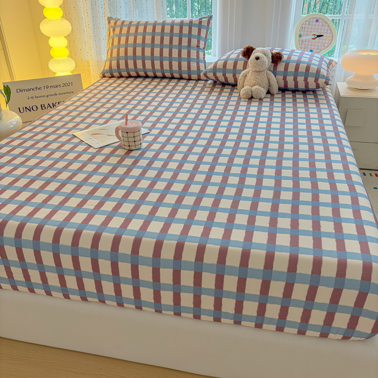 91家纺网 家纺一手货源 找家纺 慕梵家居 2026春夏新款全棉纯棉老粗布单床笠 床笠单件 格言-咖