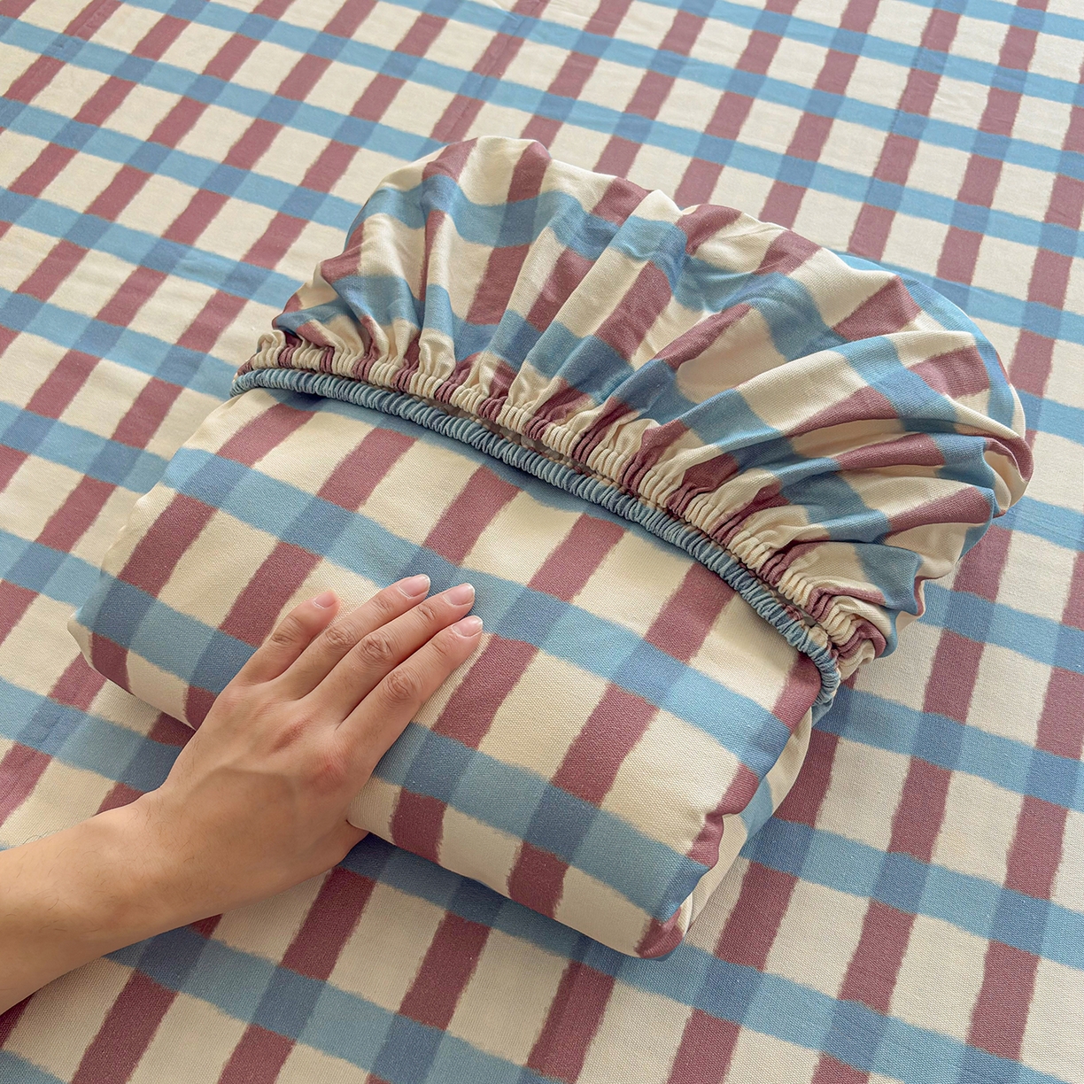 91家纺网 家纺一手货源 找家纺 慕梵家居 2026春夏新款全棉纯棉老粗布单床笠 床笠单件 格言-咖