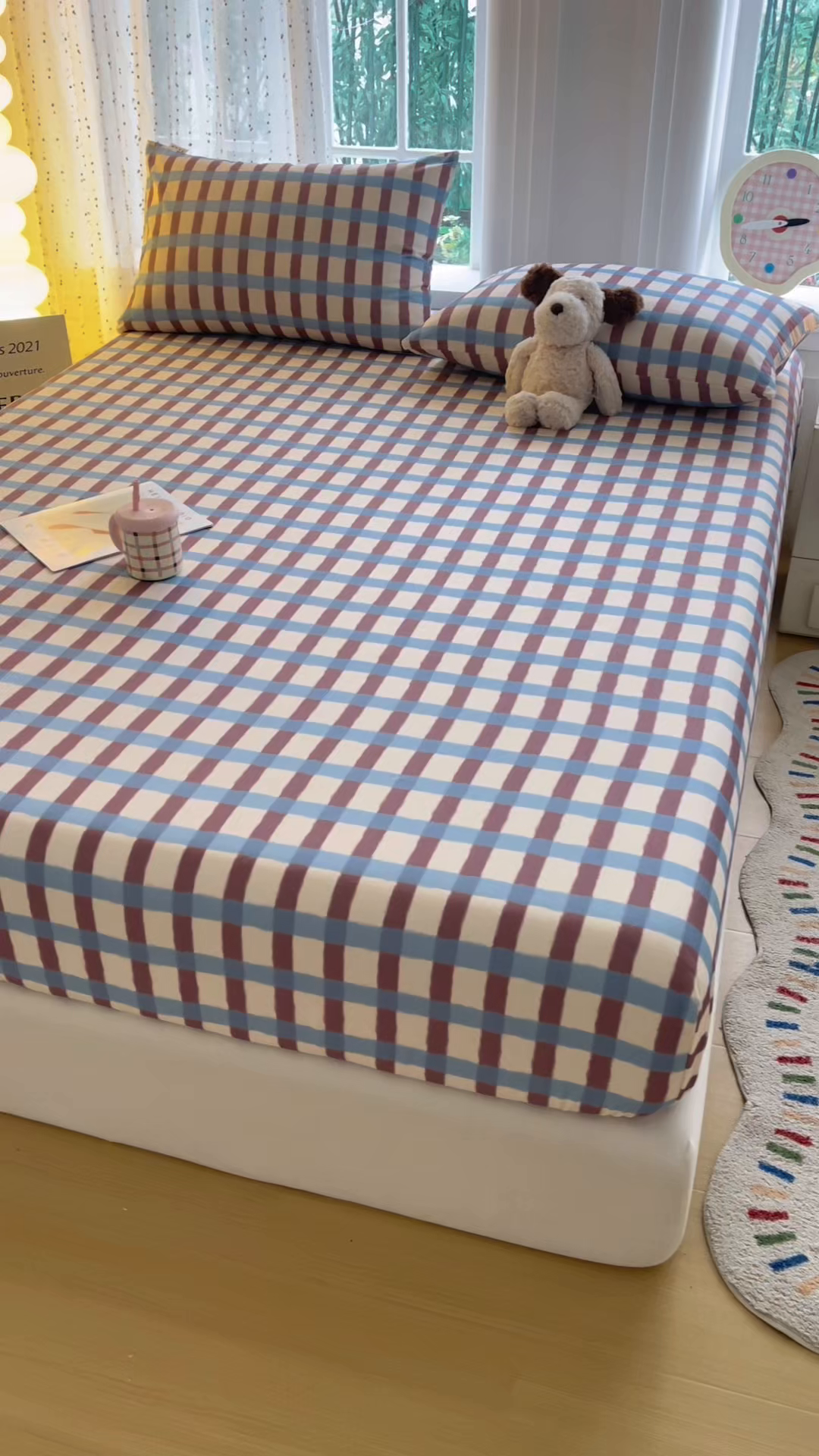 91家纺网 家纺一手货源 找家纺 慕梵家居 2026春夏新款全棉纯棉老粗布单床笠 床笠单件 格言-咖