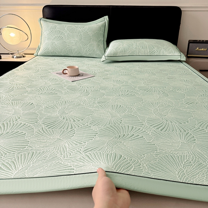 91家纺网 家纺一手货源 找家纺 （总）牵梦萦家纺 2026新款立体浮雕压花工艺豆豆凉席三件套-平铺款