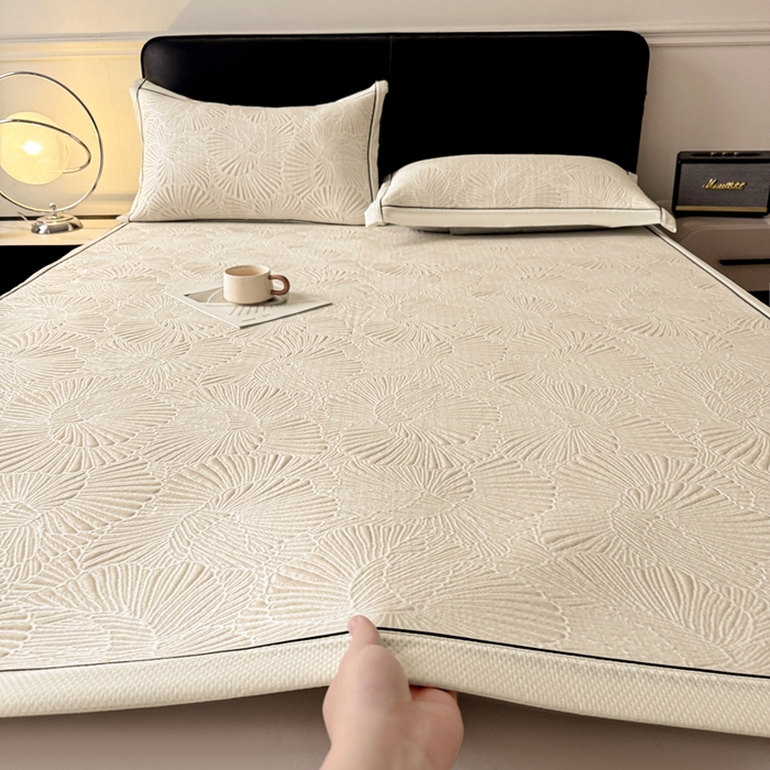91家纺网 家纺一手货源 找家纺 （总）牵梦萦家纺 2026新款立体浮雕压花工艺豆豆凉席三件套-平铺款