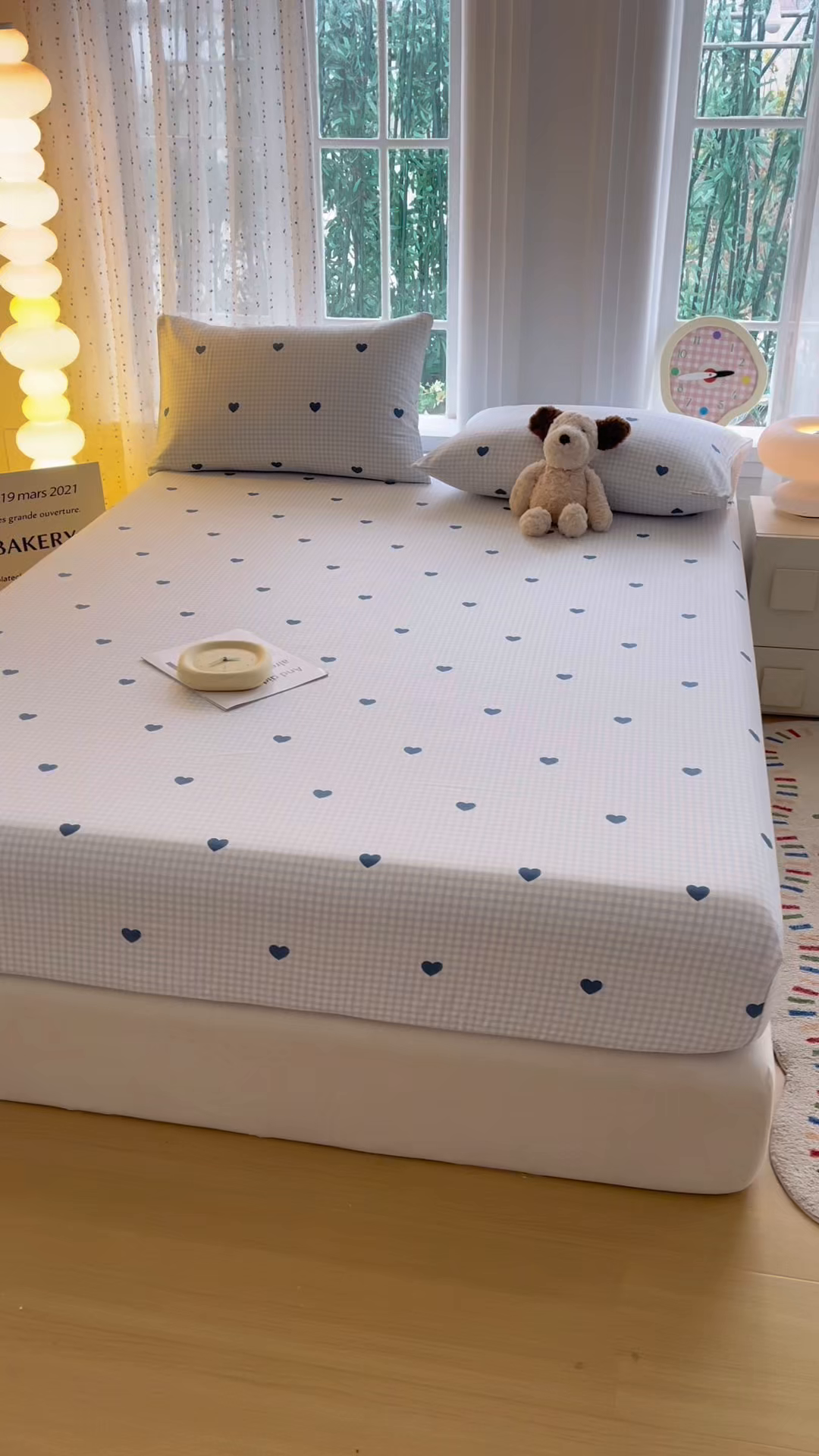 91家纺网 家纺一手货源 找家纺 慕梵家居 2026春夏新款全棉纯棉老粗布单床笠 床笠单件 兰爱心