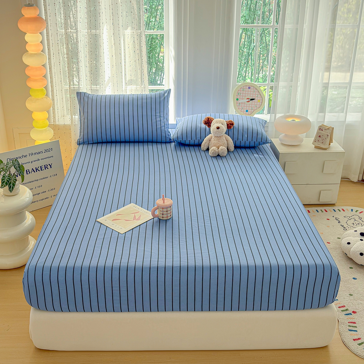 91家纺网 家纺一手货源 找家纺 慕梵家居 2026春夏新款全棉纯棉老粗布单床笠 床笠单件 兰线条